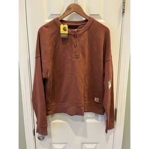 NWT Carhartt Loose Fit Midweight French Terry Henley Women's Med TS6182-W